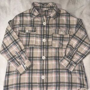 Twenty Checkered Teddy Jacket - Beige and Navy